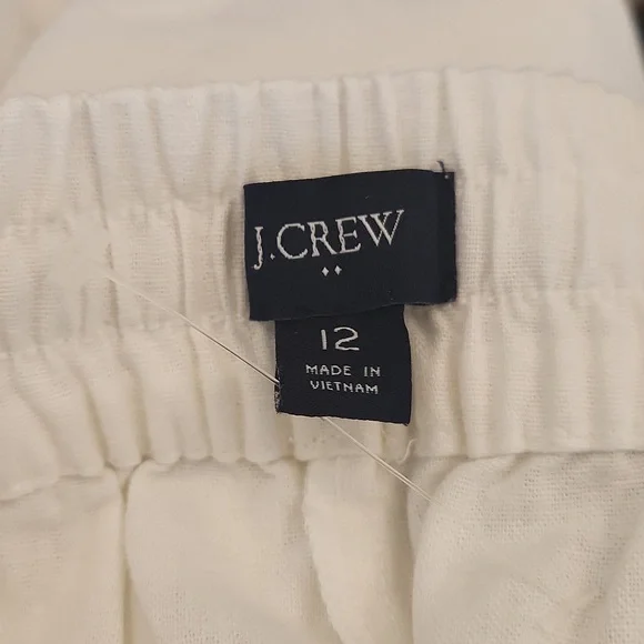 NWOT J.Crew Women's Cream Linen Blend Slim Wide Leg Drawstring Pant Size 12 - Picture 7 of 8